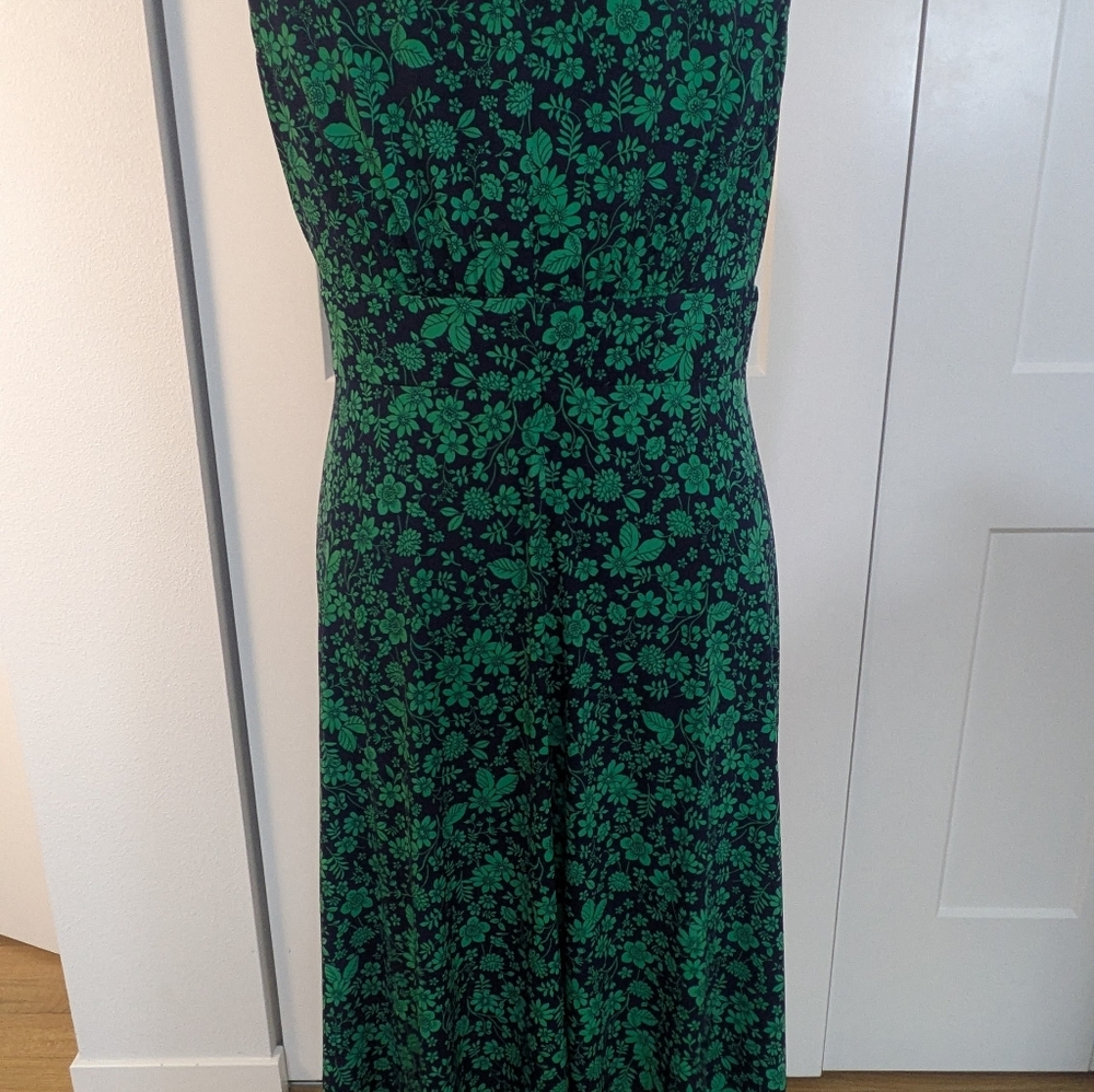 London Times Women's Floral Printed Sleeveless Midi Dress Green Blue Sz 14 EUC - Picture 9 of 15
